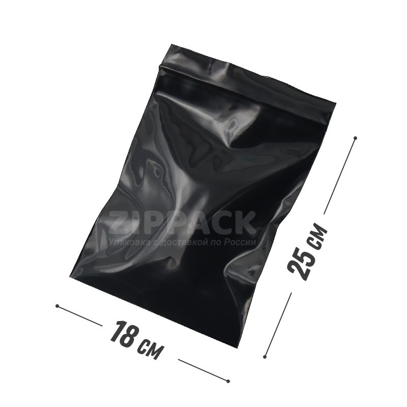 ЧЕРНЫЙ ZIP ПАКЕТ 18х25 см / 75 мк ZIP75.18х25/black - фото 13605