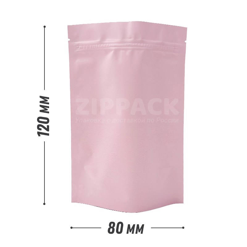 РОЗОВЫЙ DOY-PACK 80х120 мм | Металлизированный матовый с zip-lock D3009 - фото 15534