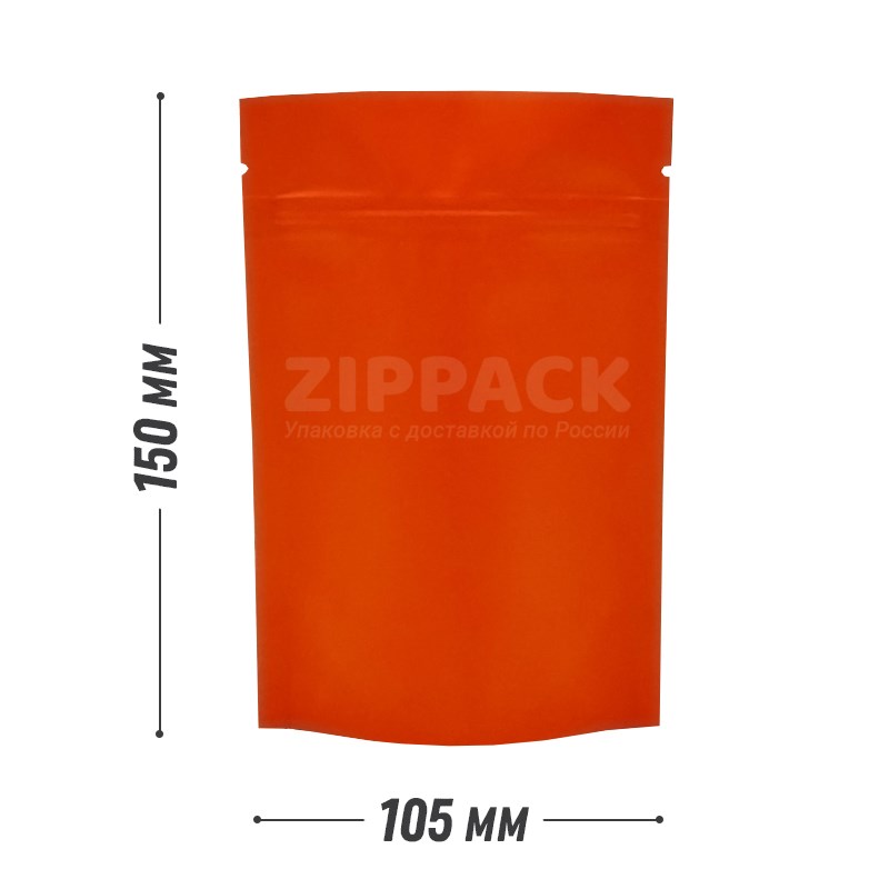 ОРАНЖЕВЫЙ DOY-PACK 105х150 мм | Матовый с замком zip-lock D3250 - фото 15571