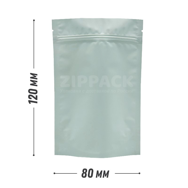 ГОЛУБОЙ DOY-PACK 80х120 мм | Металлизированный матовый с zip-lock D3230 - фото 15594