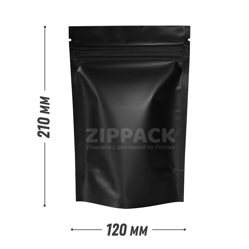 ЧЁРНЫЙ МАТОВЫЙ ДОЙ-ПАКЕТ 120х210 мм | Металлизированный с замком zip-lock D2314 - фото 16285