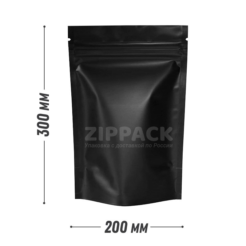 ЧЕРНЫЙ МАТОВЫЙ ДОЙ-ПАКЕТ 200х300 мм | Металлизированный с замком zip-lock D2315 - фото 16290