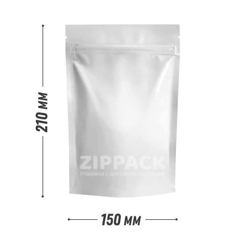 БЕЛЫЙ МАТОВЫЙ ДОЙ-ПАКЕТ 150х210 мм | Металлизированный с замком zip-lock D2207 - фото 16386