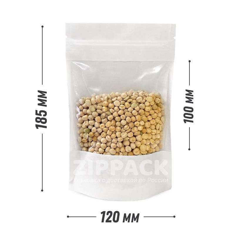 БЕЛЫЙ БУМАЖНЫЙ ДОЙ-ПАКЕТ 120х185 мм С ПРОЗРАЧНОЙ СТОРОНОЙ D1820 - фото 17395