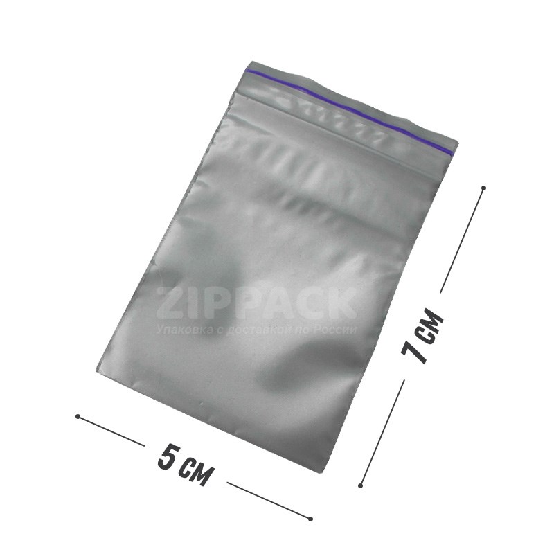 ГРИППЕРЫ ZIP-LOCK 5х7 см СЕРЕБРИСТЫЙ МЕТАЛЛИК 60 мкм Россия ZIP60.5х7s - фото 17416