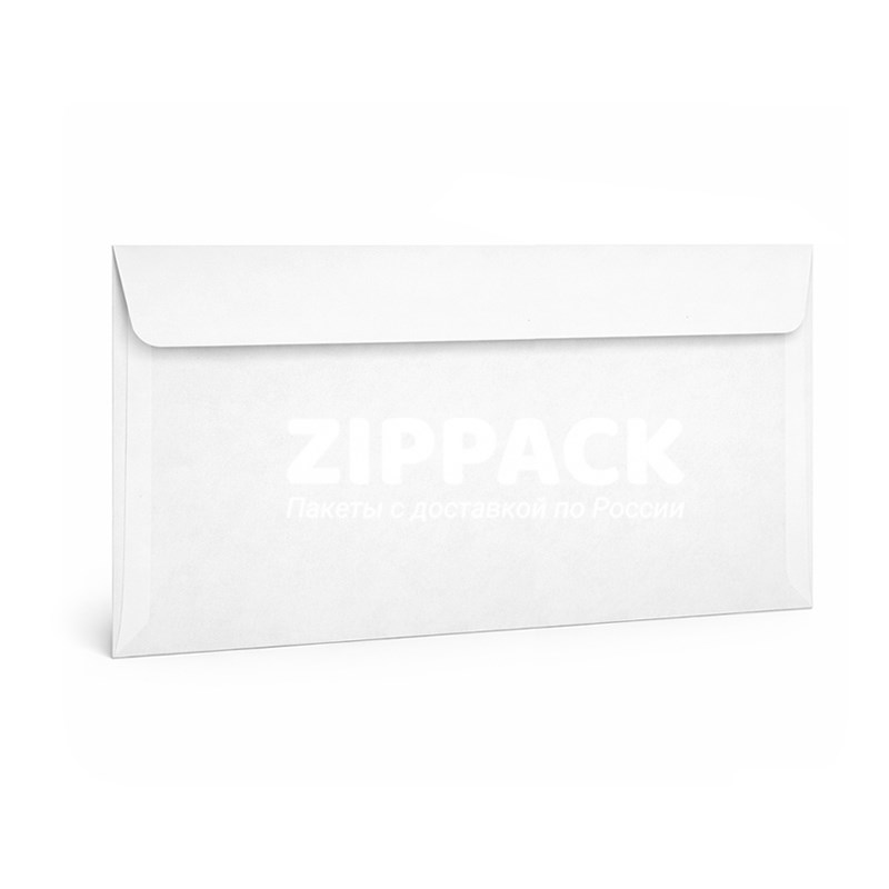 Белый конверт E65 110х220 мм | 80 гр./м2 | Прямой клапан декстрин 1151 - фото 18014