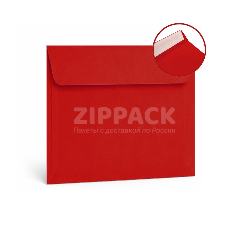 Конверт красный квадратный 160х160 мм | Матовый офсет 120 гр./м2 | Лента A606 - фото 18077