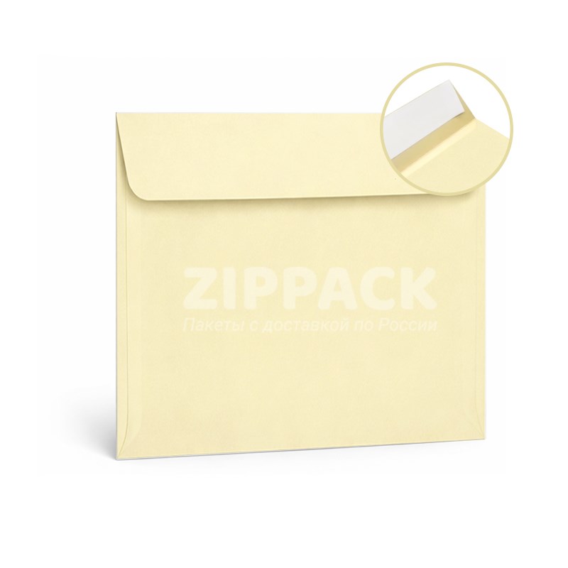 Конверт кремовый квадратный 160х160 мм | Матовый офсет 120 гр./м2 | Лента A600 - фото 18084