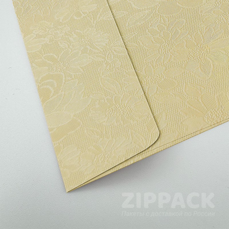 Подарочный конверт с цветами 110х220 мм (Е65) | 120 гр./м2 | Кремовый металлик FLOW-DL-31 - фото 18187