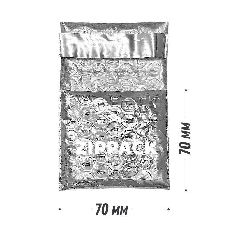 Фольгированный серебряный пакет с пузырчатой пленкой 70х70 мм F-70х70/serebro