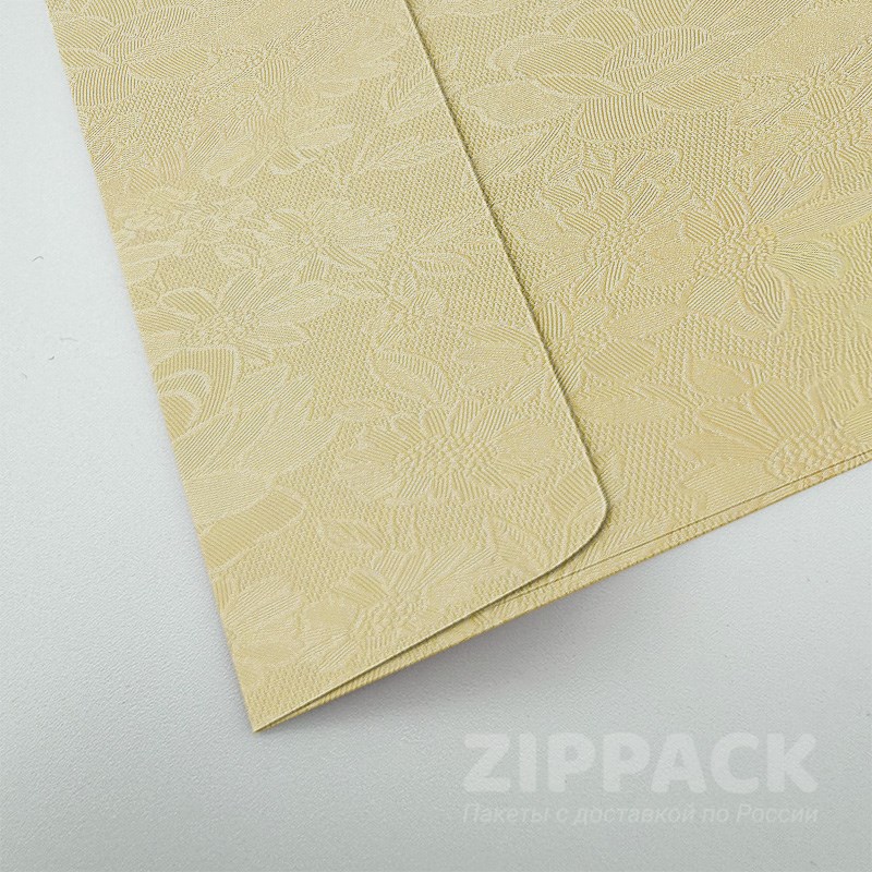 Конверт кремовый металлик С6 114х162 мм | 120 г/м² | Объемный рисунок цветы FLOW-C6-21
