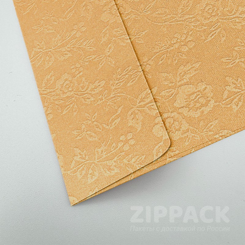 Конверт золотой металлик С6 114х162 мм | 120 г/м² | Объемный рисунок цветы FLOW-C6-22