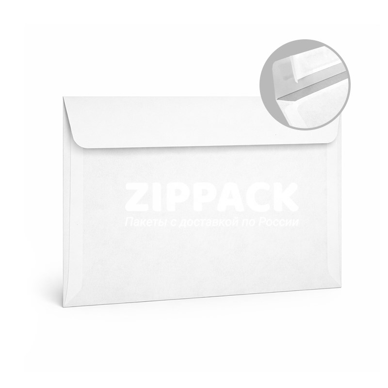 Белый конверт С6 114х162 мм | 80 гр./м2 | Прямой клапан с отрывной лентой 203