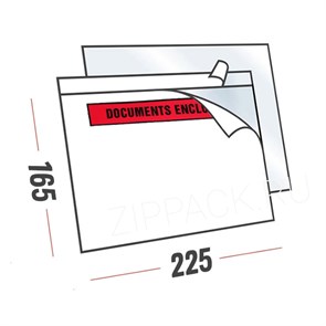 САМОКЛЕЮЩИЙСЯ ПРОЗРАЧНЫЙ ПАКЕТ DOCUFIX C5 225х160 мм с надписью "DOCUMENTS ENCLOSED"